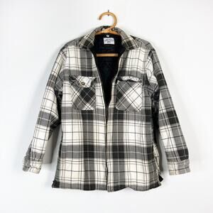 Eagle Crest Grey Plaid Quilted Jacket Shacket Vintage Distressed Size Medium